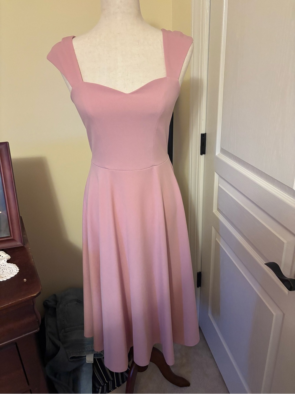 Women's Dusty Pink Midi Fit-and-Flare Dress